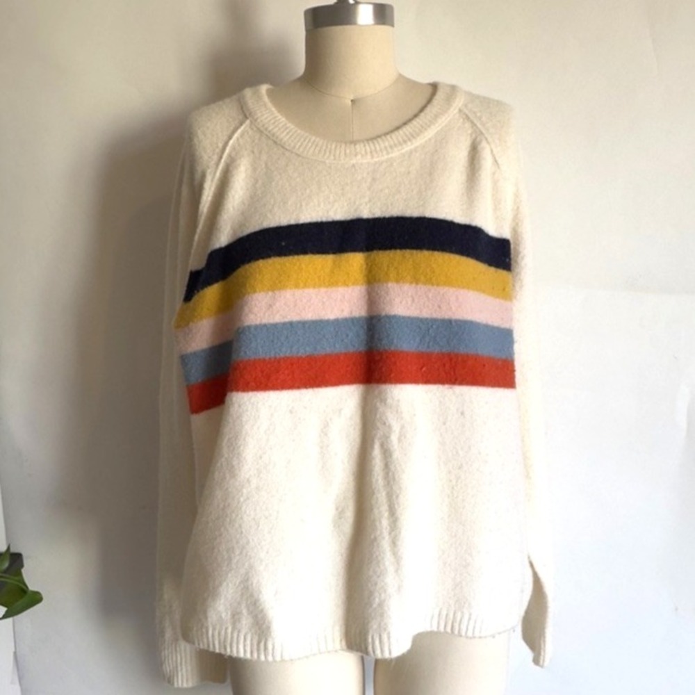 Madewell Placed Stripe Allister‎ Pullover Sweater-Alpaca Wool Blend-Size Medium